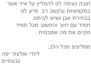 המלצות - לינדי ואלעזר יפה